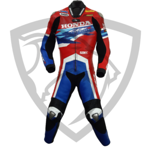 Honda CBR Fireblade HRC Replica Leather Racing Suit (Red/Blue/White)